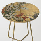 Red White Chrysanthemums Vintage Floral Japanese Gold Leaf Screen Side Table Gallery Image 2