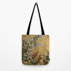 Red White Chrysanthemums Vintage Floral Japanese Gold Leaf Screen Tote Bag Gallery Image 2