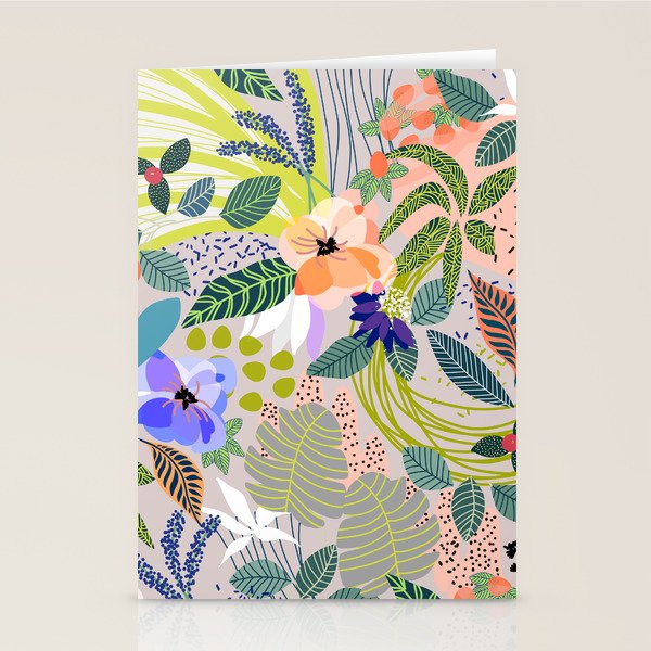 Wander, Floral Colorful Summer Modern Bohemian Illustration, Nature Blush Botanical Tropical Garden Stationery Card Gallery Image 1