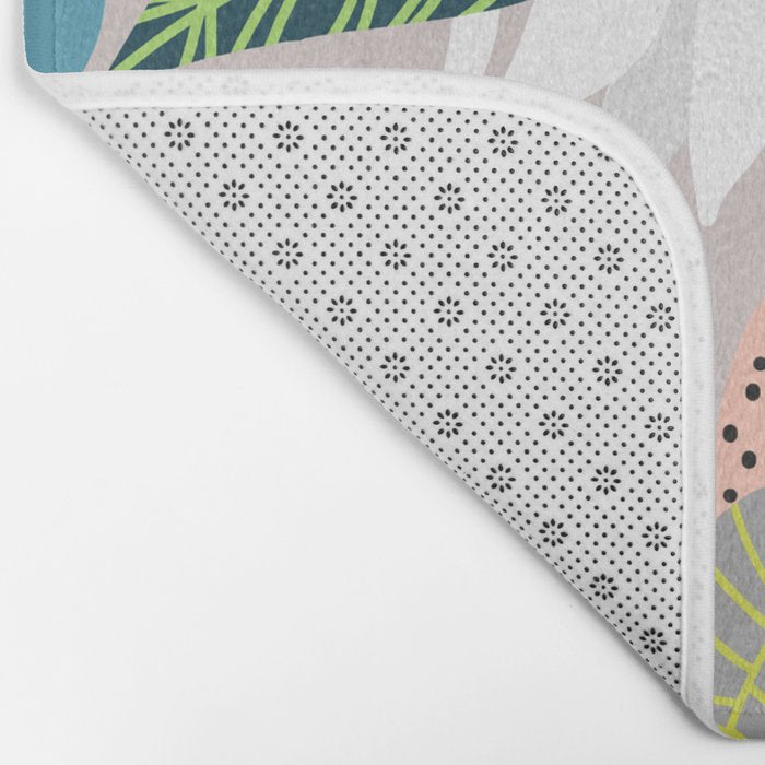 Wander, Floral Colorful Summer Modern Bohemian Illustration, Nature Blush Botanical Tropical Garden Bath Mat Gallery Image 2