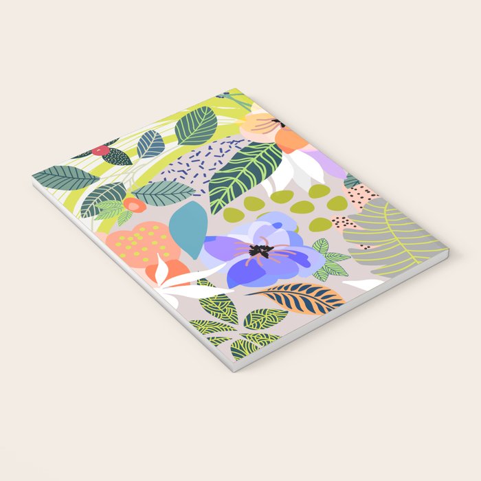 Wander, Floral Colorful Summer Modern Bohemian Illustration, Nature Blush Botanical Tropical Garden Notebook Gallery Image 3