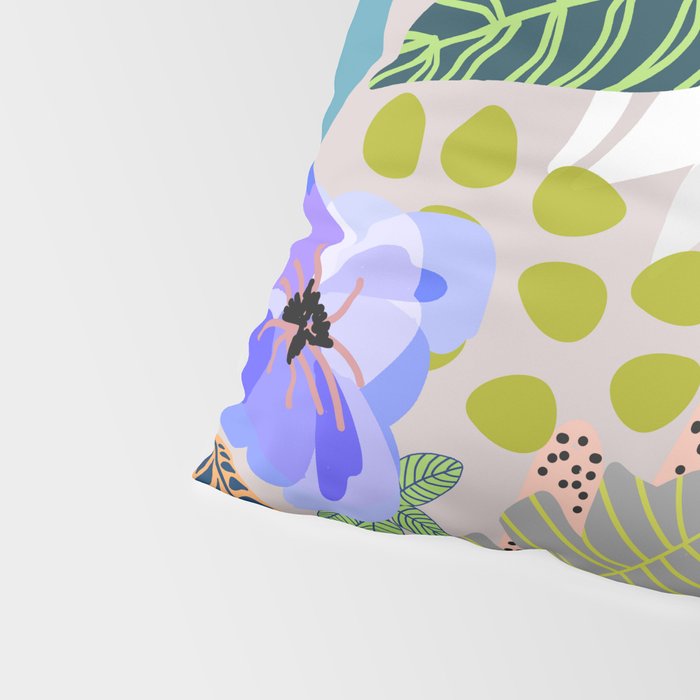 Wander, Floral Colorful Summer Modern Bohemian Illustration, Nature Blush Botanical Tropical Garden Pillow Sham Gallery Image 4