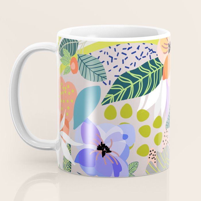 Wander, Floral Colorful Summer Modern Bohemian Illustration, Nature Blush Botanical Tropical Garden Coffee Mug Gallery Image 3