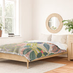 Wander, Floral Colorful Summer Modern Bohemian Illustration, Nature Blush Botanical Tropical Garden Duvet Cover Gallery Image 2