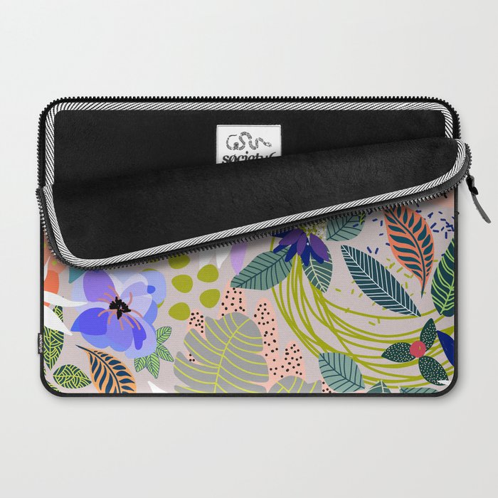 Wander, Floral Colorful Summer Modern Bohemian Illustration, Nature Blush Botanical Tropical Garden Laptop Sleeve Gallery Image 2
