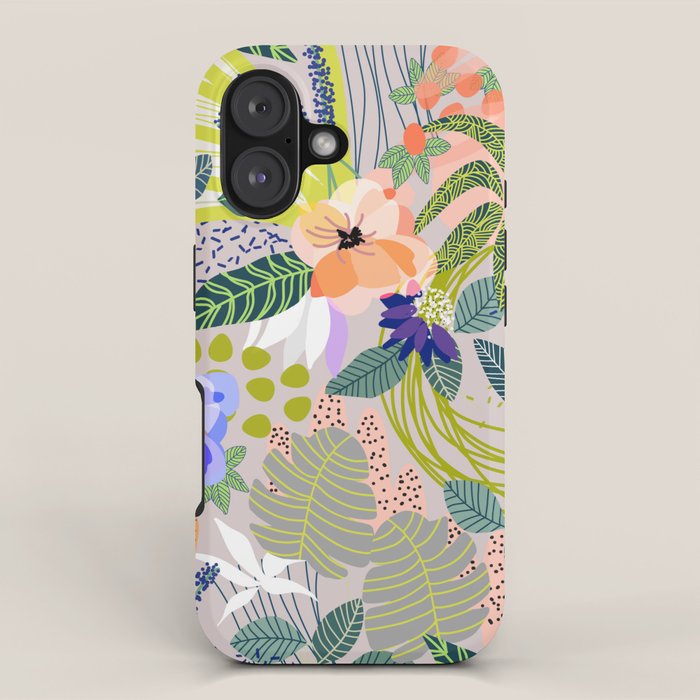 Wander, Floral Colorful Summer Modern Bohemian Illustration, Nature Blush Botanical Tropical Garden iPhone Case Gallery Image 1