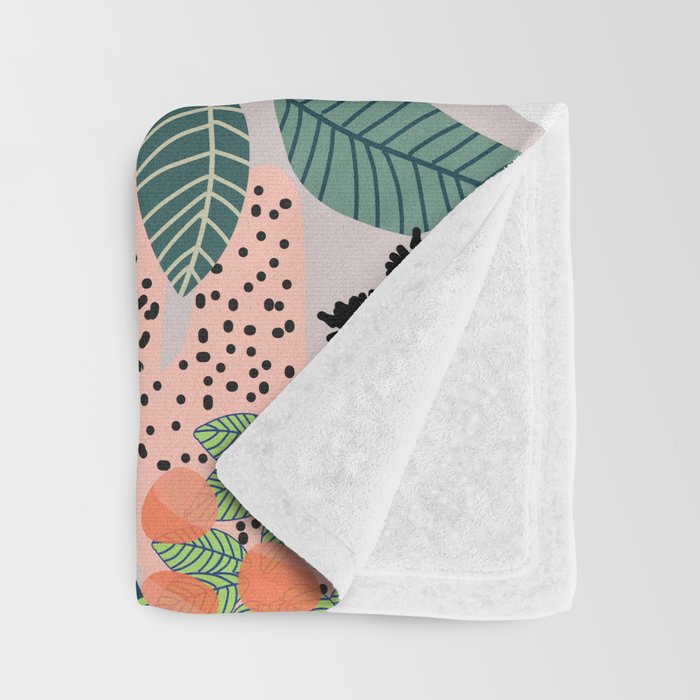 Wander, Floral Colorful Summer Modern Bohemian Illustration, Nature Blush Botanical Tropical Garden Throw Blanket Gallery Image 3
