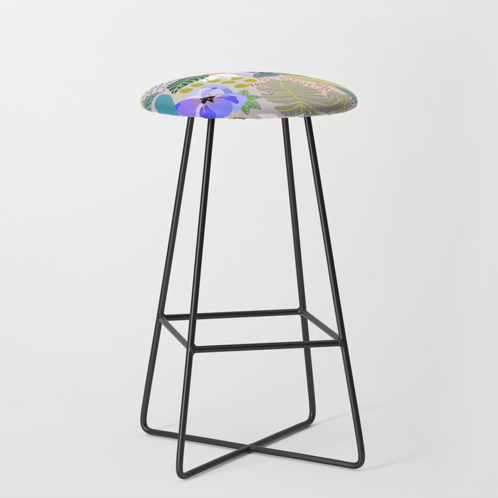 Wander, Floral Colorful Summer Modern Bohemian Illustration, Nature Blush Botanical Tropical Garden Stool Gallery Image 1