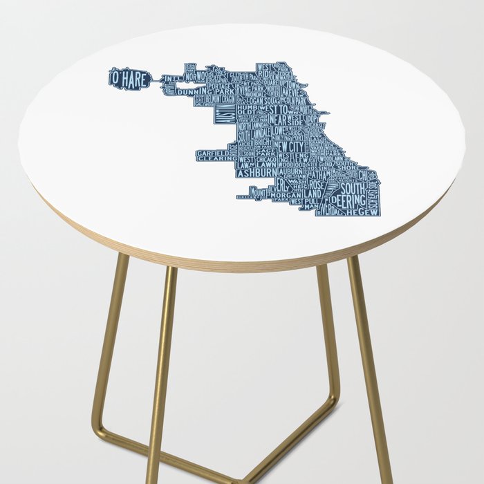 Chicago Neighborhood Map Side Table Gallery Image 2