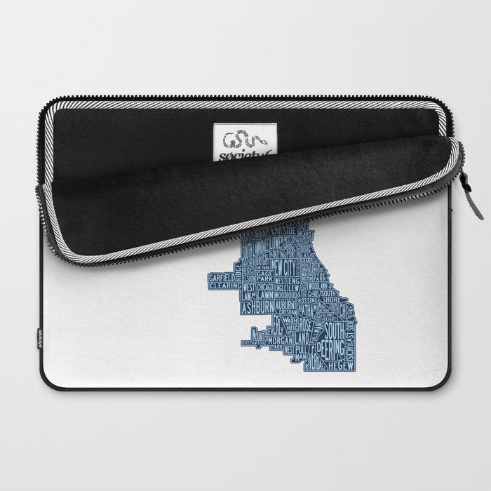 Chicago Neighborhood Map Laptop Sleeve Gallery Image 2