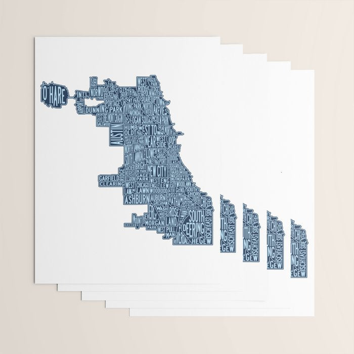 Chicago Neighborhood Map Wrapping Paper Gallery Image 3