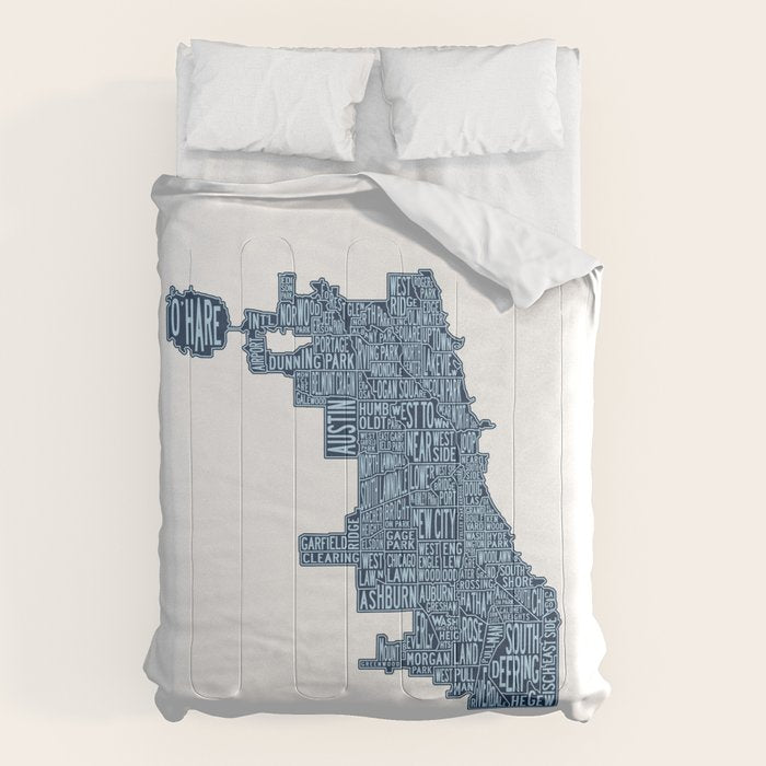 Chicago Neighborhood Map Comforter Gallery Image 1