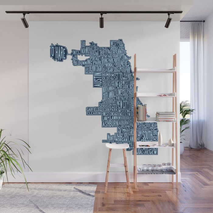 Chicago Neighborhood Map Wall Mural Gallery Image 1