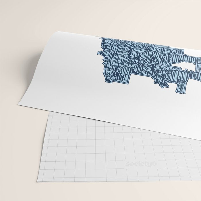 Chicago Neighborhood Map Wrapping Paper Gallery Image 2