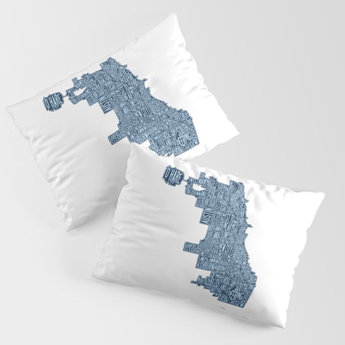 Chicago Neighborhood Map Pillow Sham Gallery Image 3