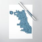 Chicago Neighborhood Map Wrapping Paper Gallery Image 1