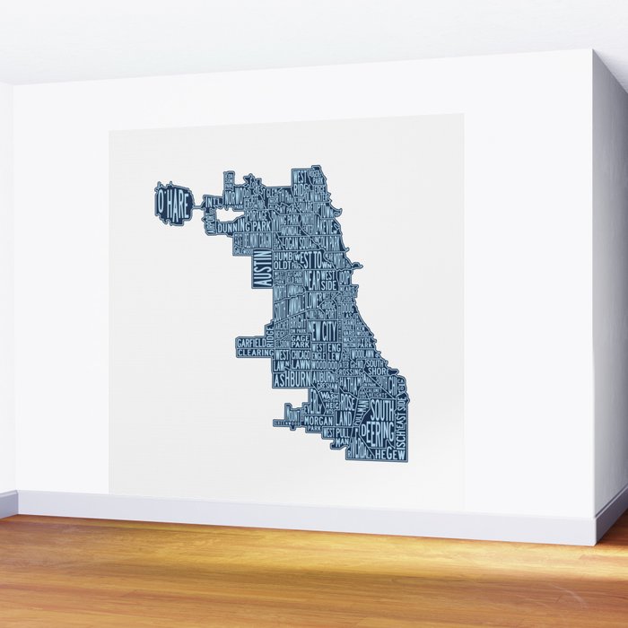 Chicago Neighborhood Map Wall Mural Gallery Image 2