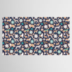 Catching ice and sweetness // navy blue background gingerbread white brown grey and dogs and snowflakes turquoise details Tablecloth Gallery Image 2
