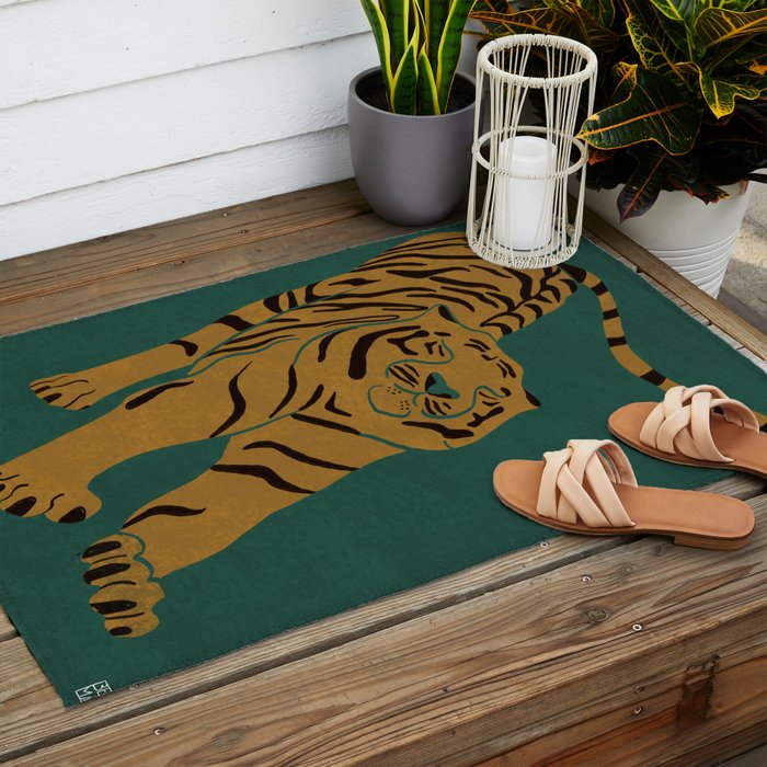 Tiger Doesn't Lose Sleep Outdoor Rug Gallery Image 2
