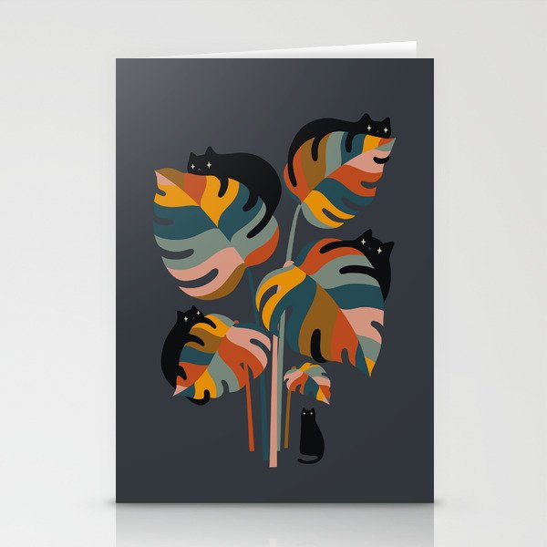 Cat and Plant 11 (Black Cats) Stationery Card Gallery Image 2