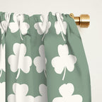 Clovers XXXVII Sage Green Botanical Pattern Window Curtain Gallery Image 2