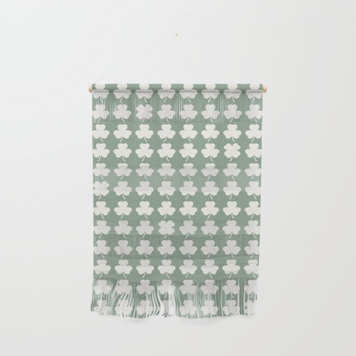 Clovers XXXVII Sage Green Botanical Pattern Wall Hanging Gallery Image 1