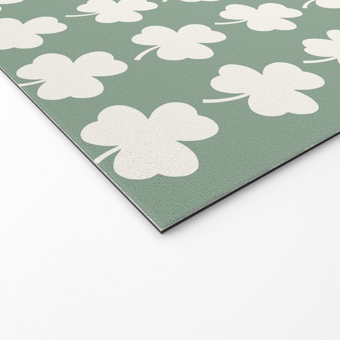 Clovers XXXVII Sage Green Botanical Pattern Welcome Mat Gallery Image 2