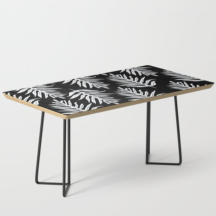 Modern Tropical Lau'ae -Monarch Fern Pattern on Black Coffee Table Gallery Image 1