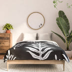 Modern Tropical Lau'ae -Monarch Fern Pattern on Black Comforter Gallery Image 3