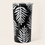 Modern Tropical Lau'ae -Monarch Fern Pattern on Black Travel Mug Gallery Image 1