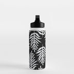 Modern Tropical Lau'ae -Monarch Fern Pattern on Black Water Bottle Gallery Image 3