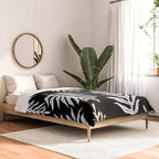 Modern Tropical Lau'ae -Monarch Fern Pattern on Black Comforter Gallery Image 2