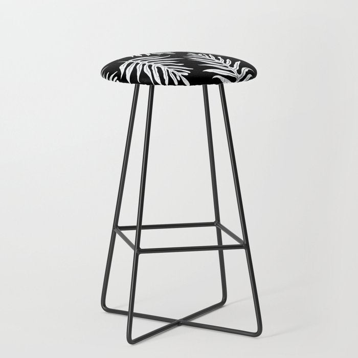 Modern Tropical Lau'ae -Monarch Fern Pattern on Black Stool Gallery Image 1