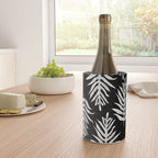 Modern Tropical Lau'ae -Monarch Fern Pattern on Black Wine Chiller Gallery Image 4
