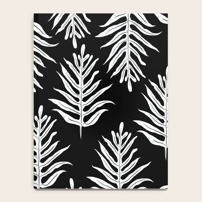 Modern Tropical Lau'ae -Monarch Fern Pattern on Black Notebook Gallery Image 4
