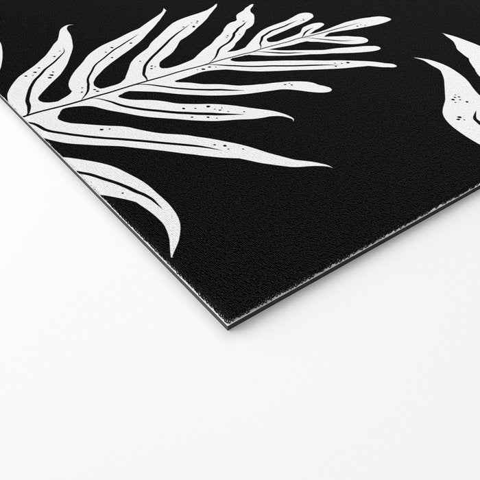 Modern Tropical Lau'ae -Monarch Fern Pattern on Black Welcome Mat Gallery Image 2