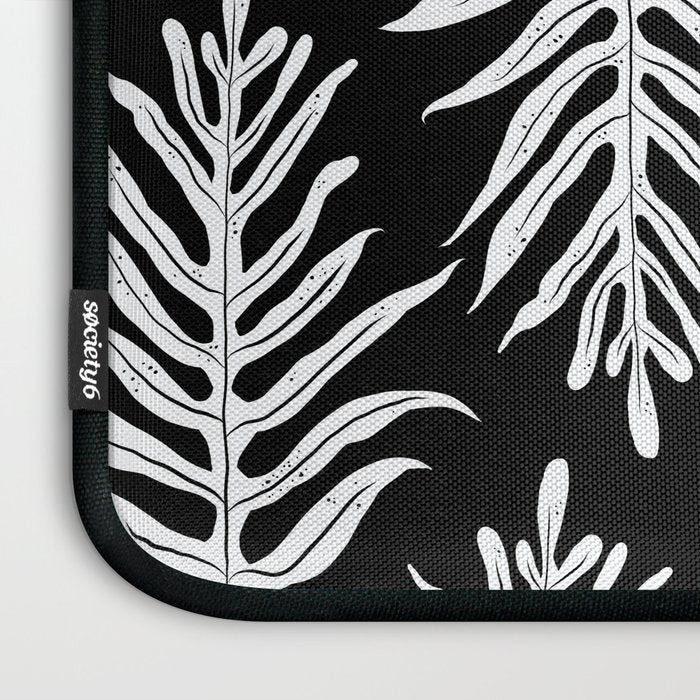 Modern Tropical Lau'ae -Monarch Fern Pattern on Black Laptop Sleeve Gallery Image 3