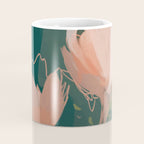 Pink Pastel Flowers On Green Canvas. Coffee Mug Gallery Image 4