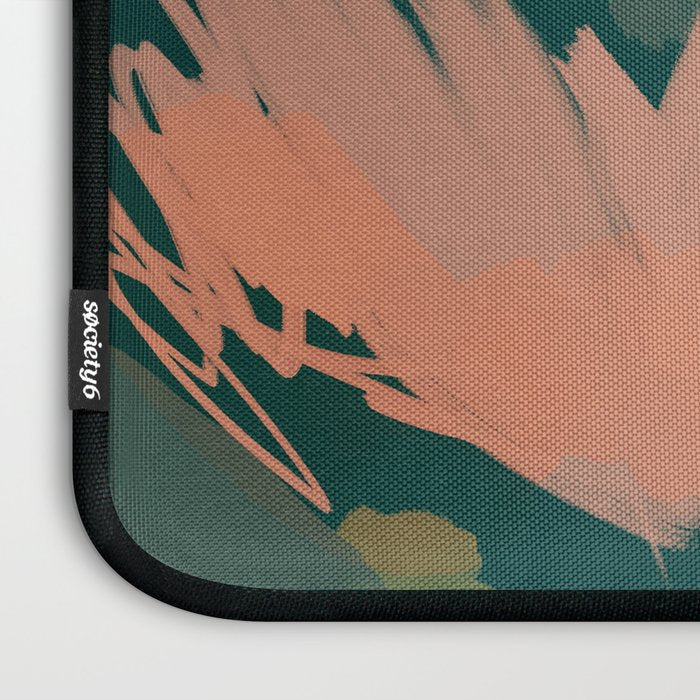 Pink Pastel Flowers On Green Canvas. Laptop Sleeve Gallery Image 3
