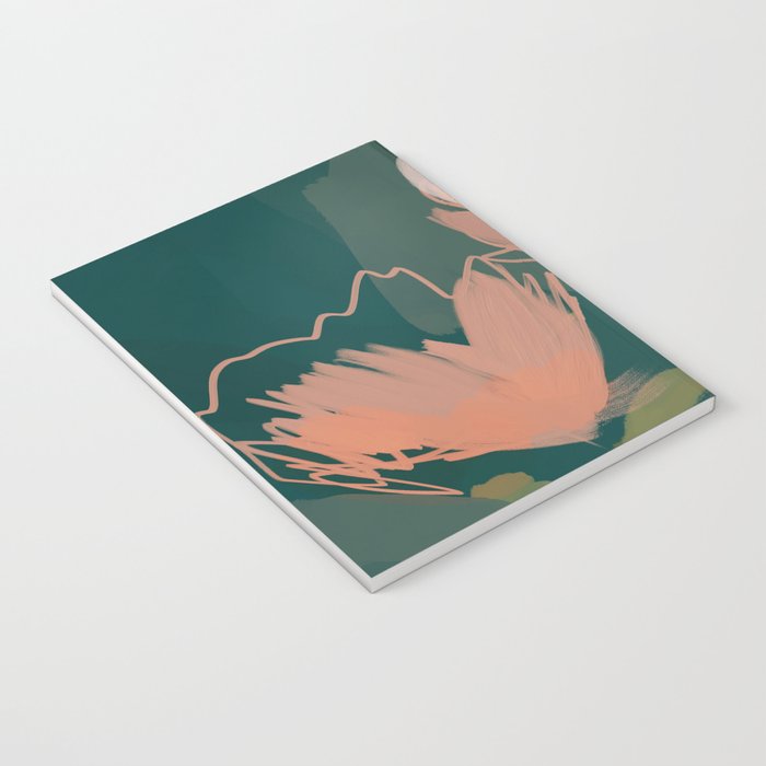 Pink Pastel Flowers On Green Canvas. Notebook Gallery Image 3