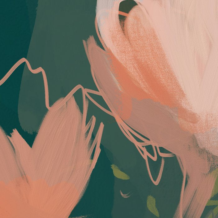 Pink Pastel Flowers On Green Canvas. Coffee Mug Gallery Image 2