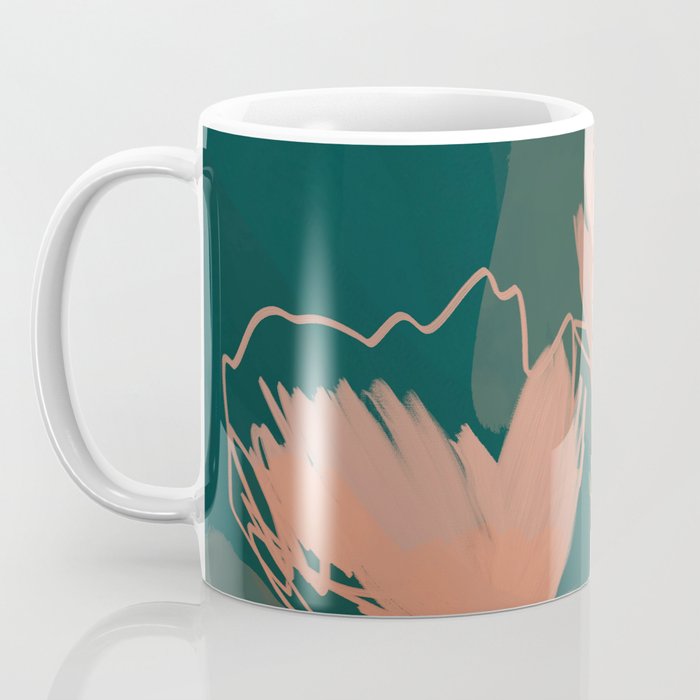 Pink Pastel Flowers On Green Canvas. Coffee Mug Gallery Image 3