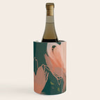 Pink Pastel Flowers On Green Canvas. Wine Chiller Gallery Image 1