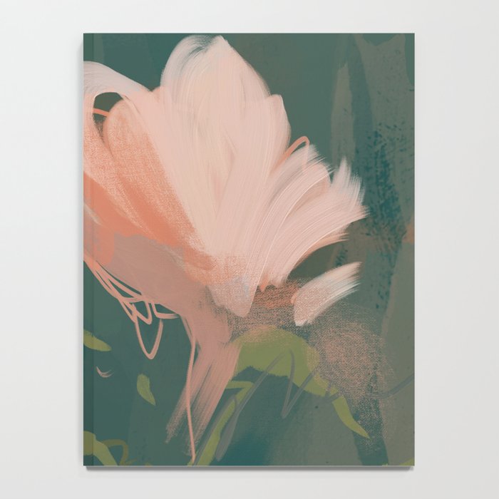 Pink Pastel Flowers On Green Canvas. Notebook Gallery Image 4