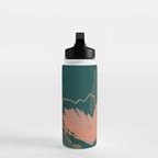 Pink Pastel Flowers On Green Canvas. Water Bottle Gallery Image 3