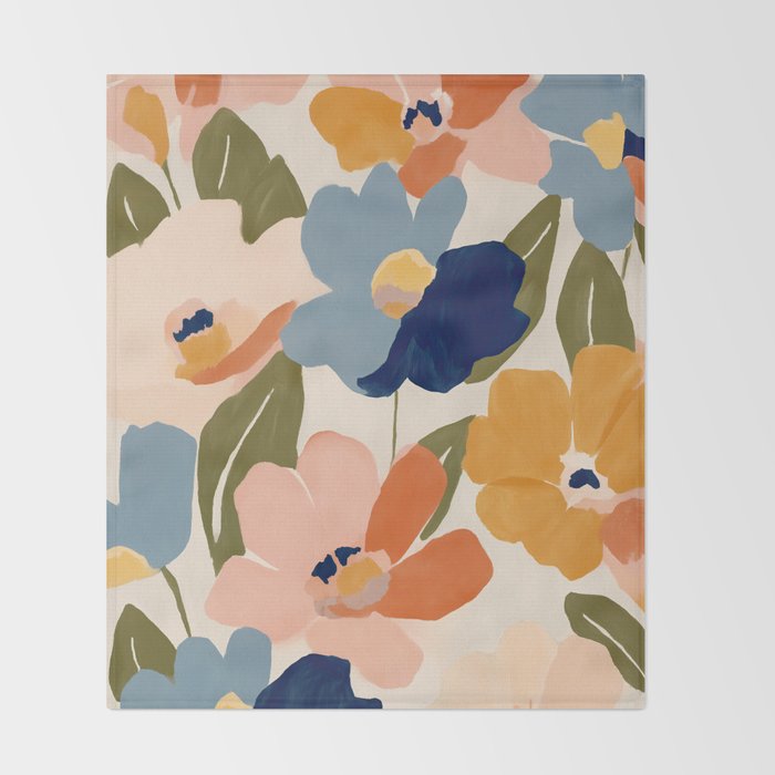 Soft Abstract Floral Garden II Throw Blanket Gallery Image 2