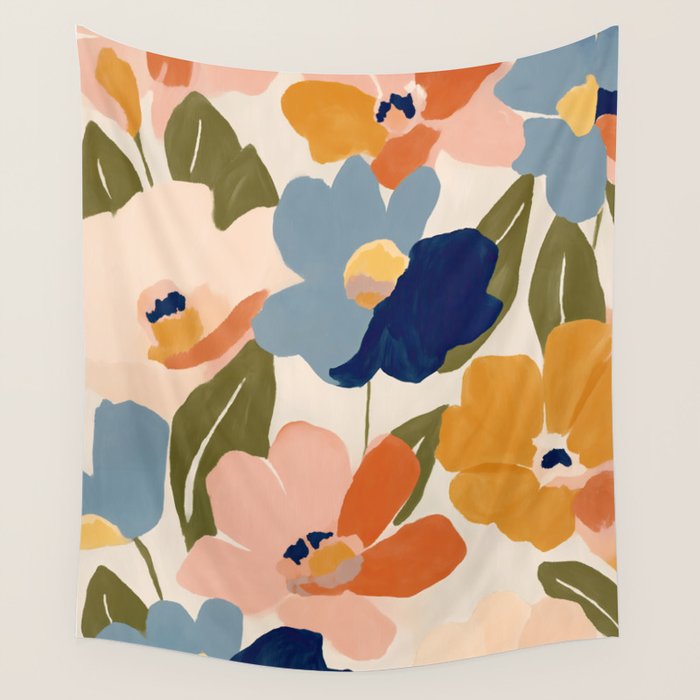 Soft Abstract Floral Garden II Wall Tapestry Gallery Image 1