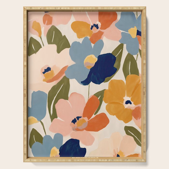 Soft Abstract Floral Garden II Serving Tray Gallery Image 1