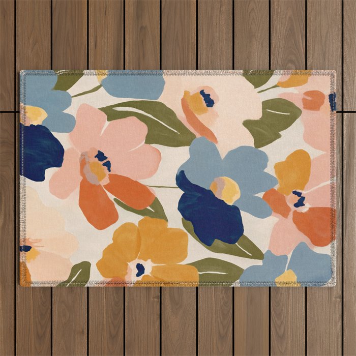Soft Abstract Floral Garden II Outdoor Rug Gallery Image 1
