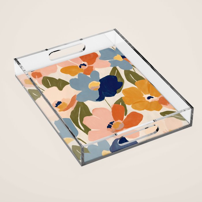 Soft Abstract Floral Garden II Acrylic Tray Gallery Image 1